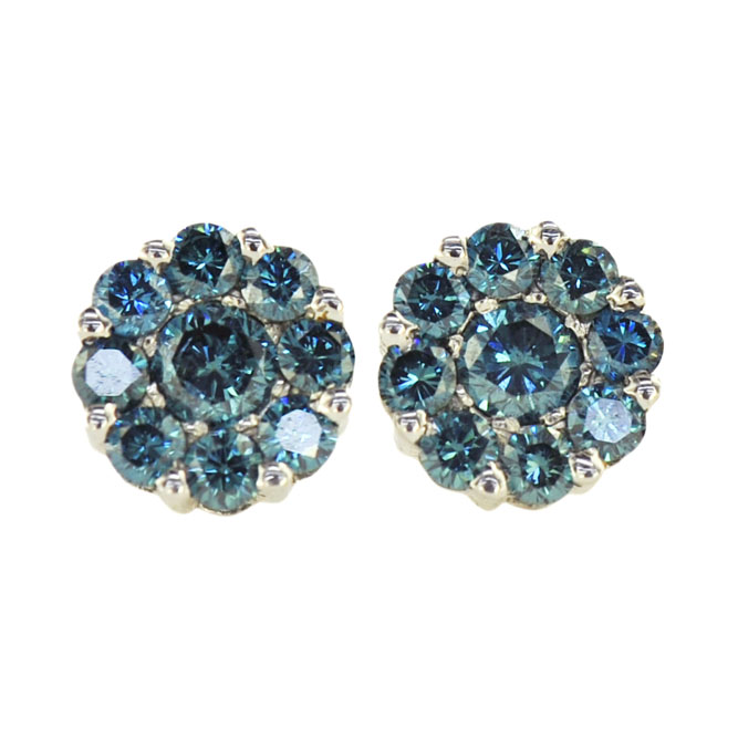 1JDE476 -Custom Blue Diamond Earrings